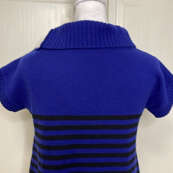 Theory Womens Christobal Cashmere Striped Blue Mock Neck Ribbed Trim Sweater Top - Picture 7 of 11